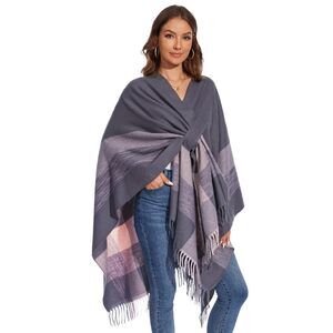 2665 Shawl Wraps For Women, Elegant Knitted Cape Open Front Soft Poncho